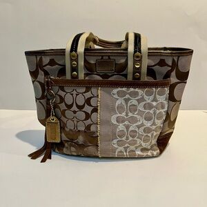 COACH Vintage 90s Suede & Signature Tote Bag SAMPLE RARE